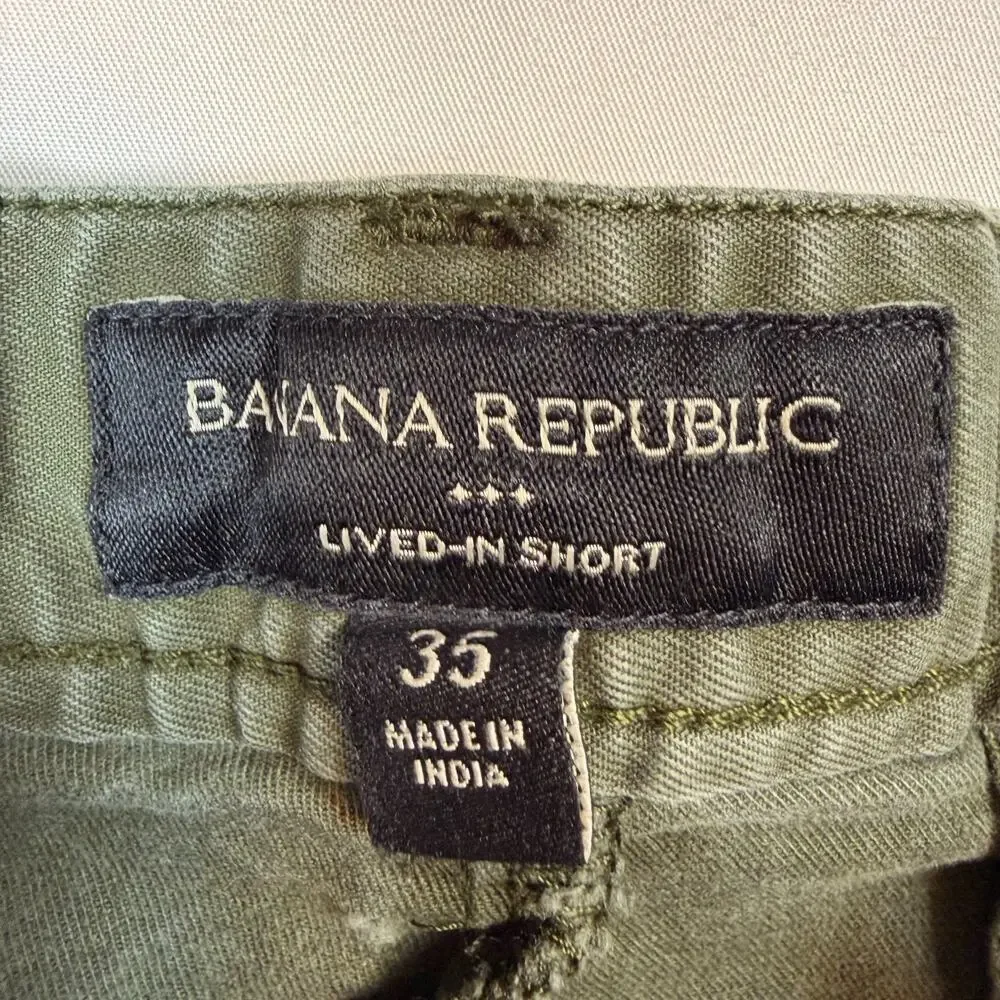 Banana Republic Shorts Mens 35 Green Cotton Blend Chino Mid Rise Pockets